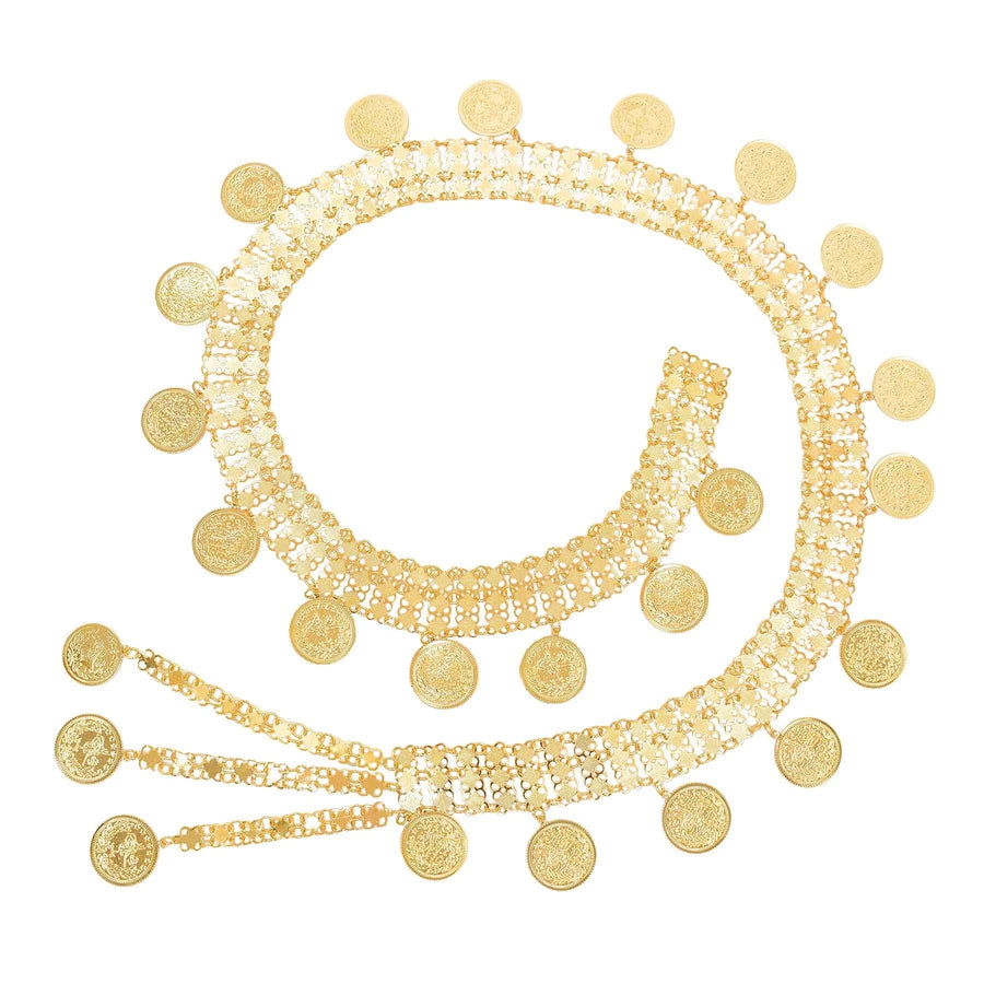 Golden Coins Tassel Body Chain