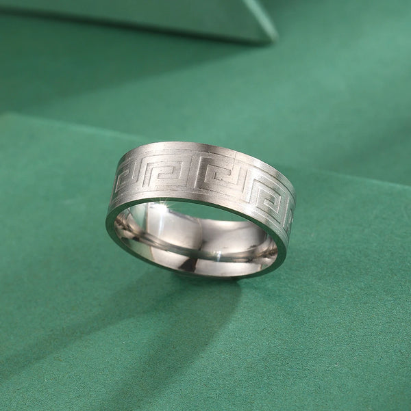 Greek Band Ring Mens and Womans Stainless Steel