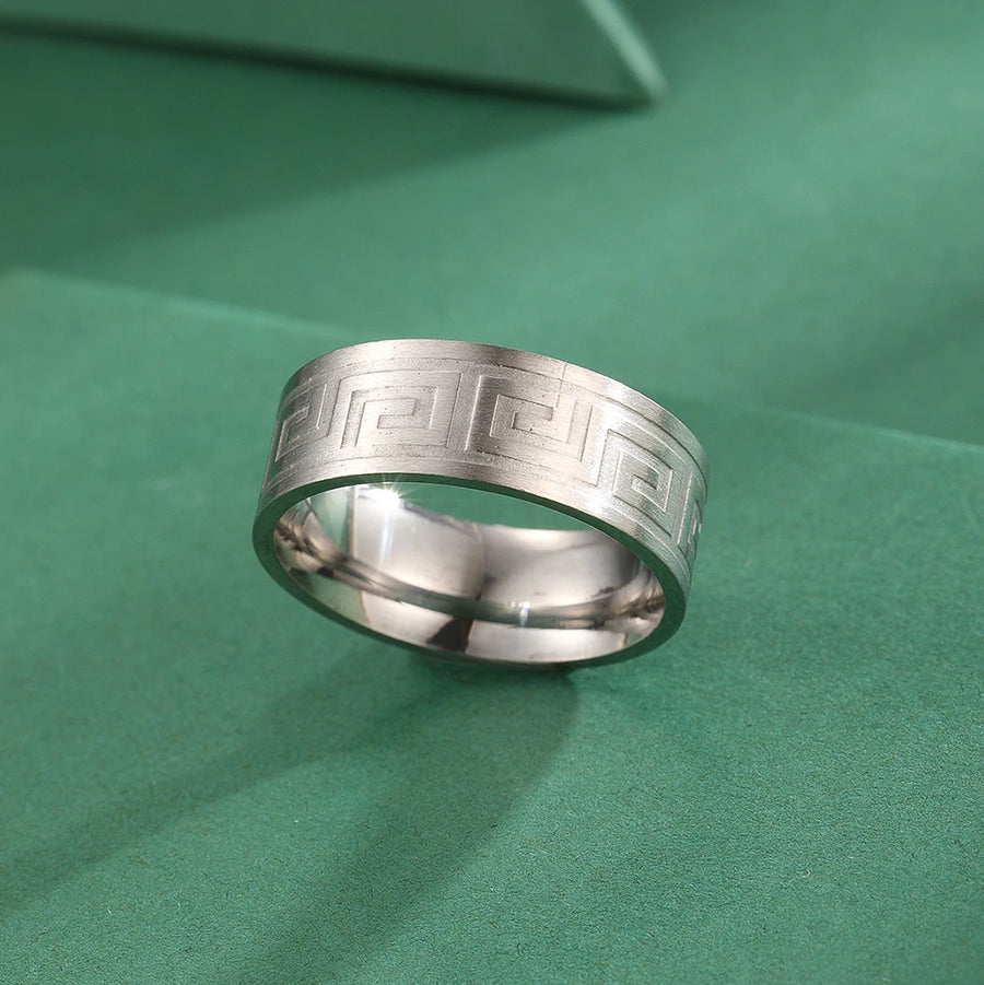Greek Band Ring Mens and Womans Stainless Steel